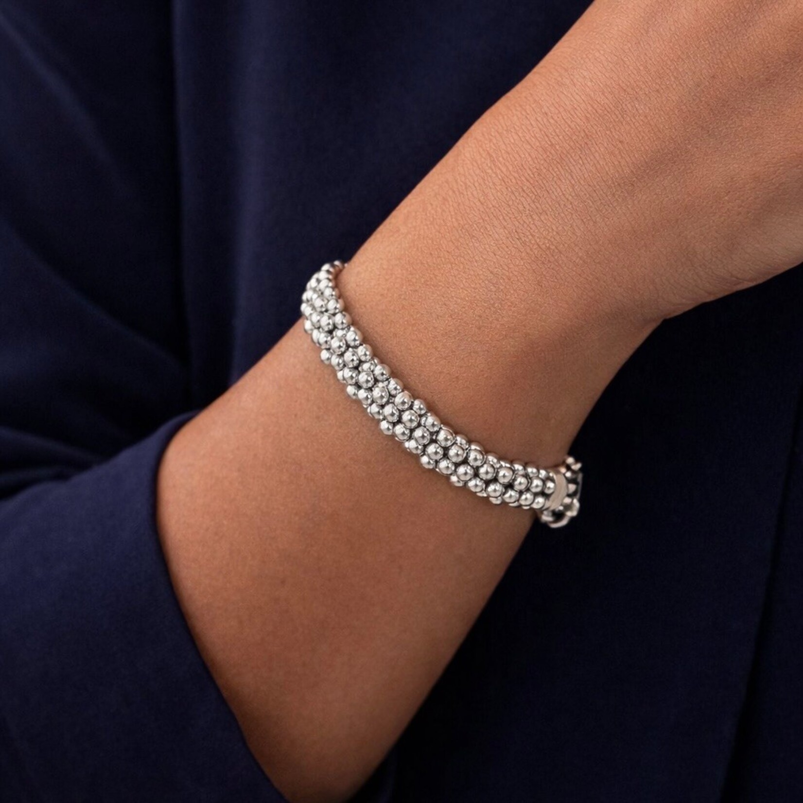 Sterling Silver Beaded Caviar Bracelet