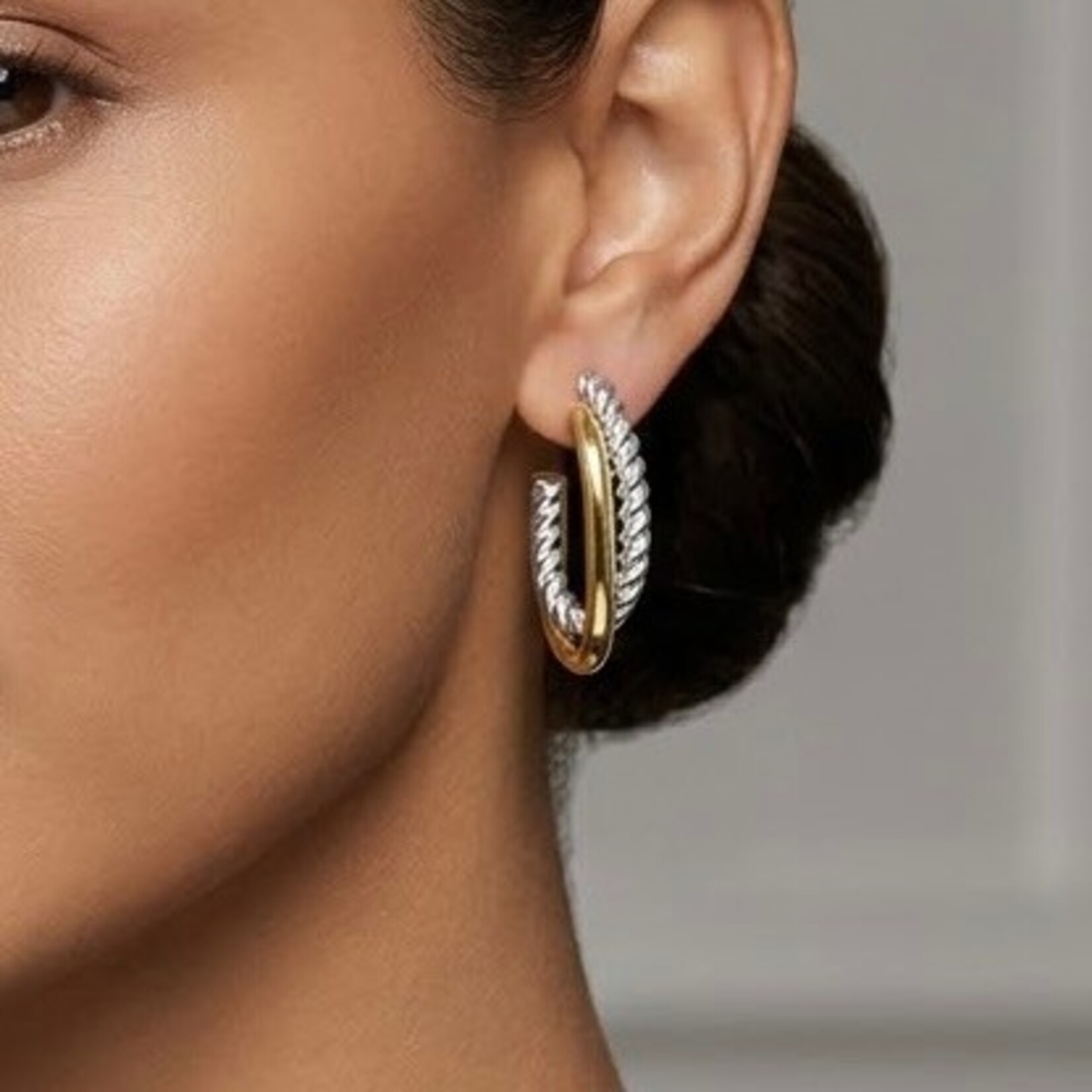 Sterling Silver & 18K Gold Traverso Hoop Earrings