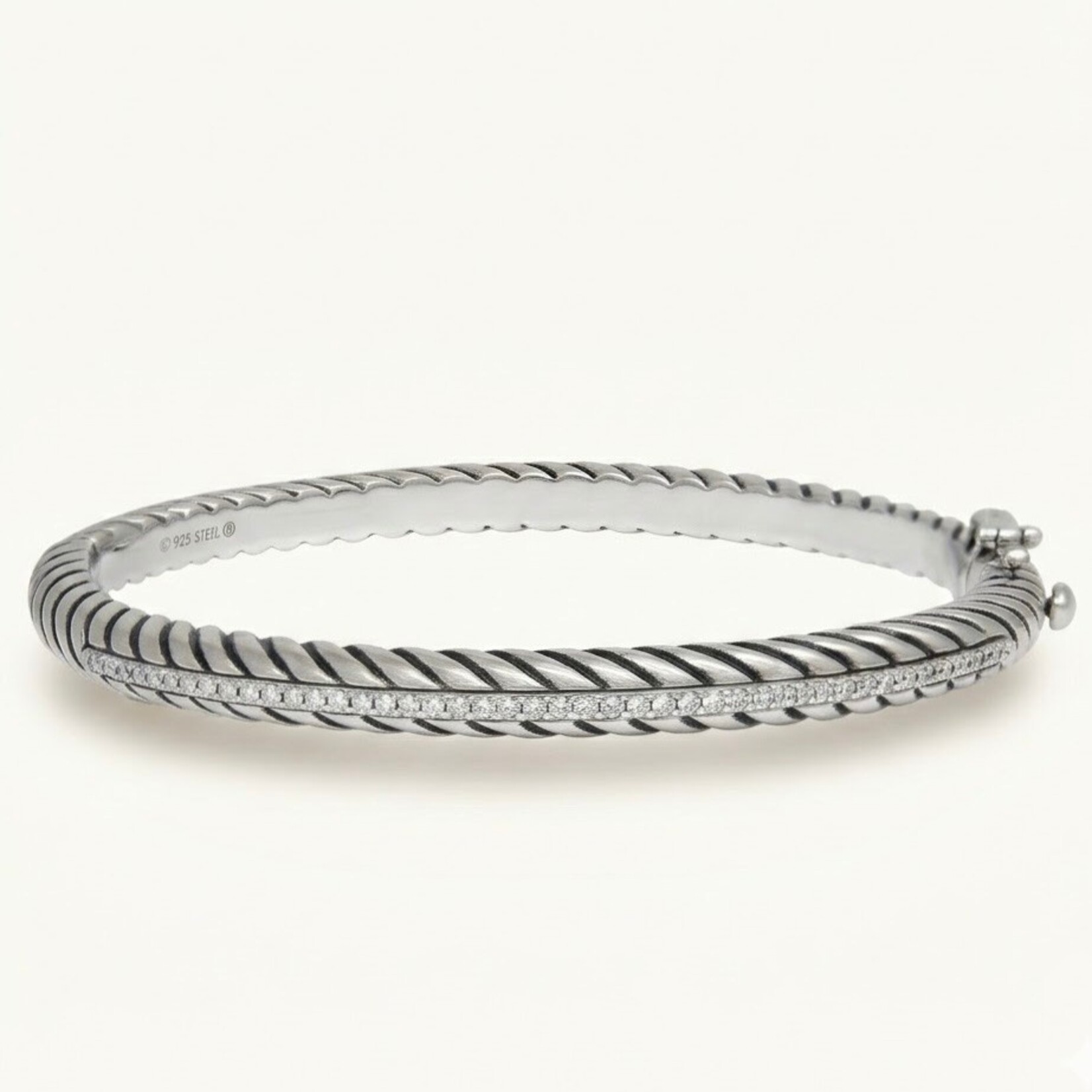 Oxidized Sterling Steel Cable Bangle