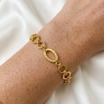 18K Yellow Gold Handmade Hammered Link Bracelet