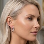 14K White Gold 1 Carat Diamond Hoop Earrings