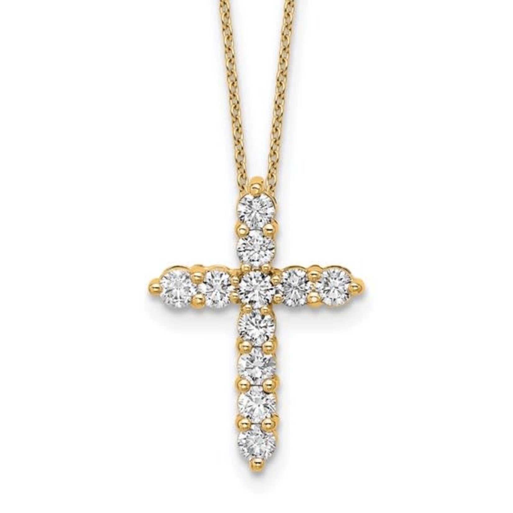 14K Yellow Gold Medium 3/4 Carat Lab Diamond Cross