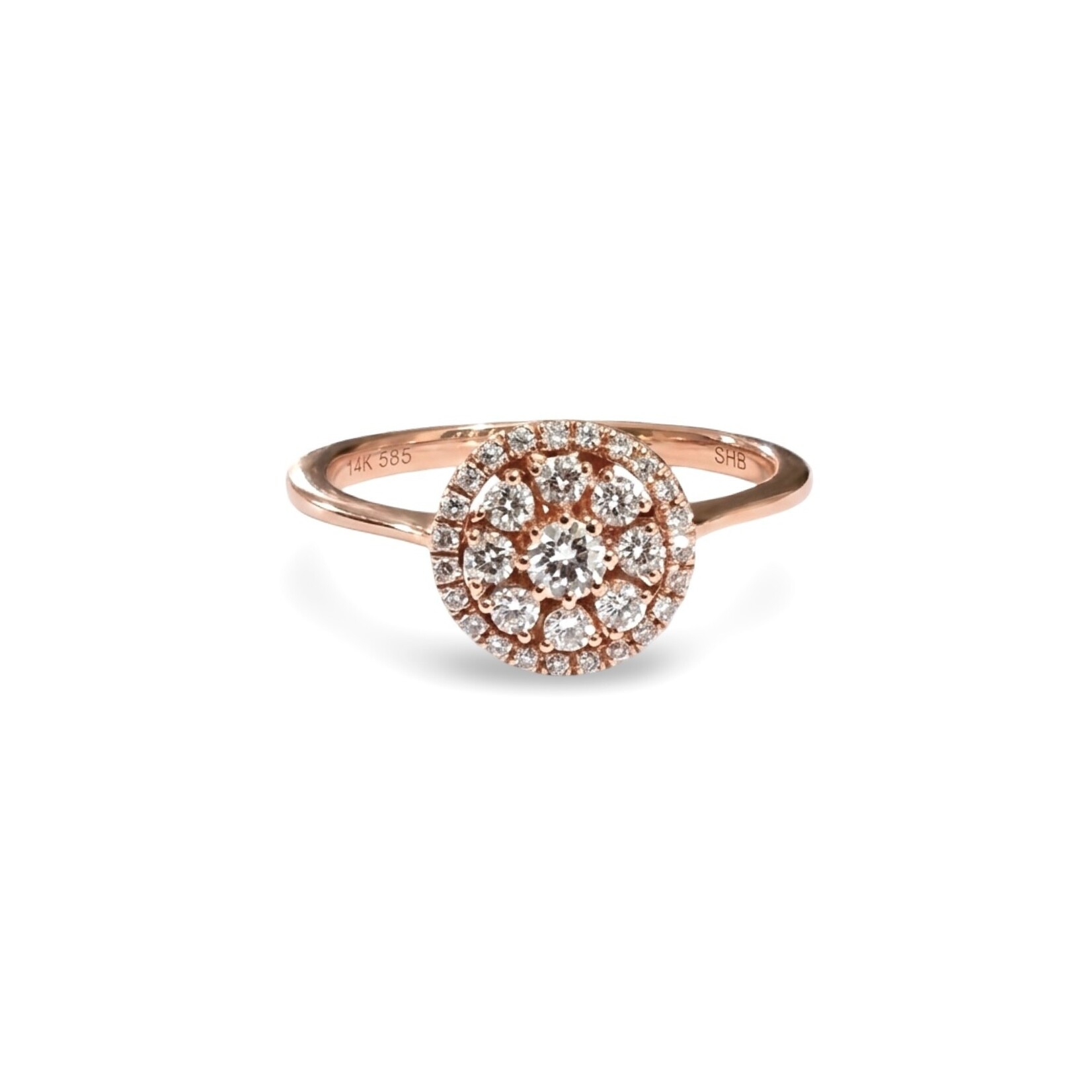 14K Rose Gold Diamond Round Pave Stacking Ring