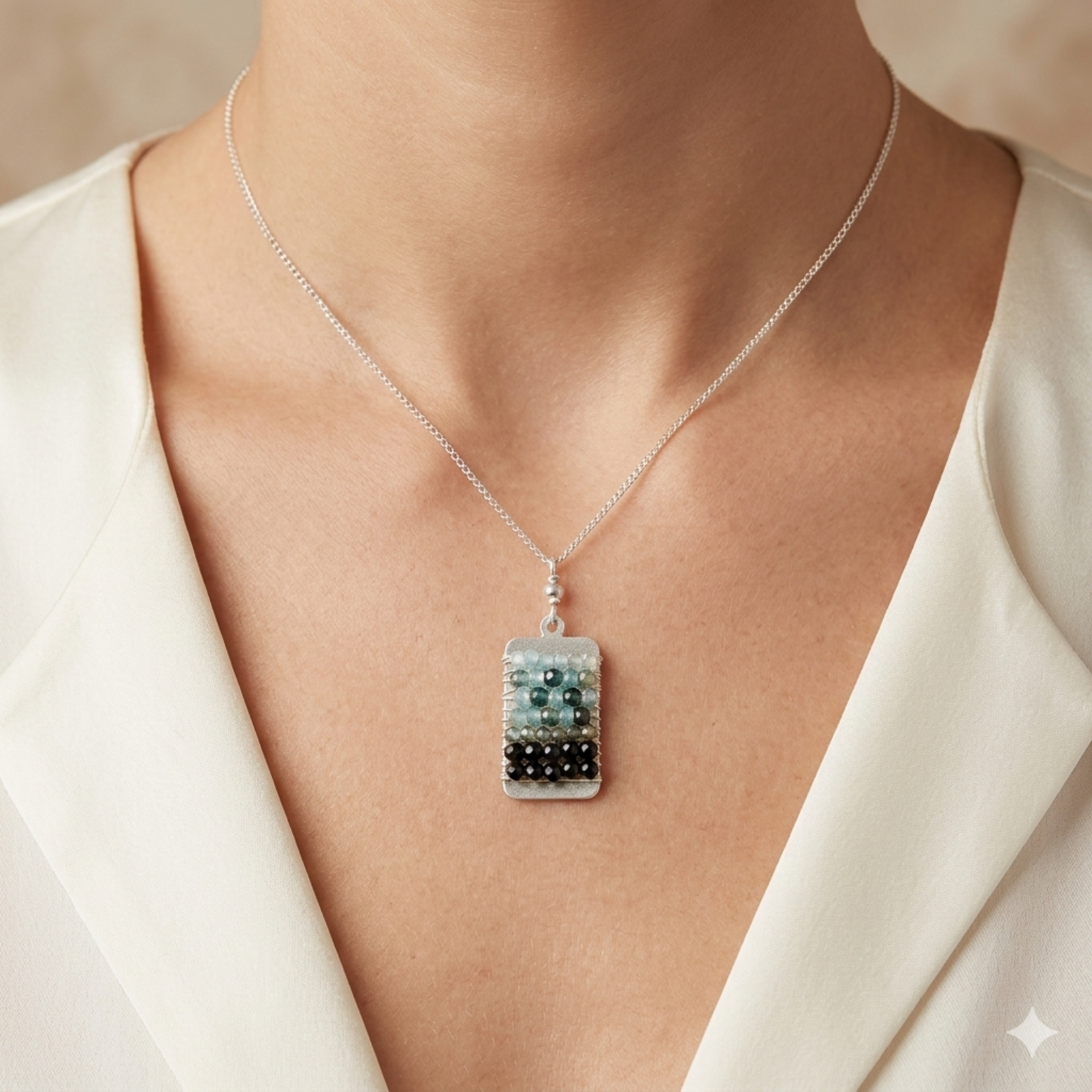 Sterling Silver Sapphire & Zircon Ombre Pendant