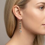 Michelle Pressler 14K Yellow Gold Overlay Zebra/ White Moonstone  (Grey Natural Zircon, Black Spinel) Earrings