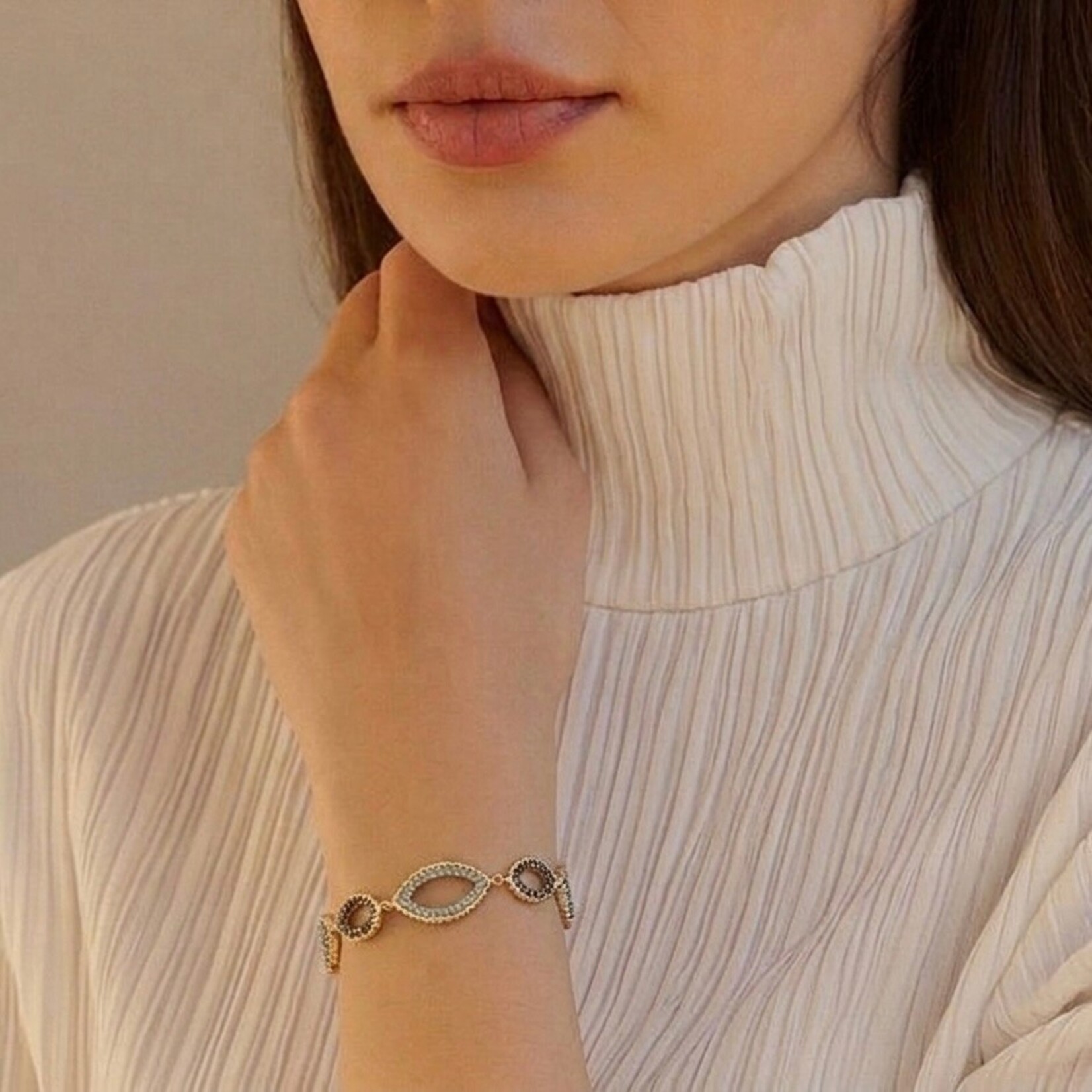 Michelle Pressler 14KF Yellow Gold Blue Zircon & Sapphire Bracelet