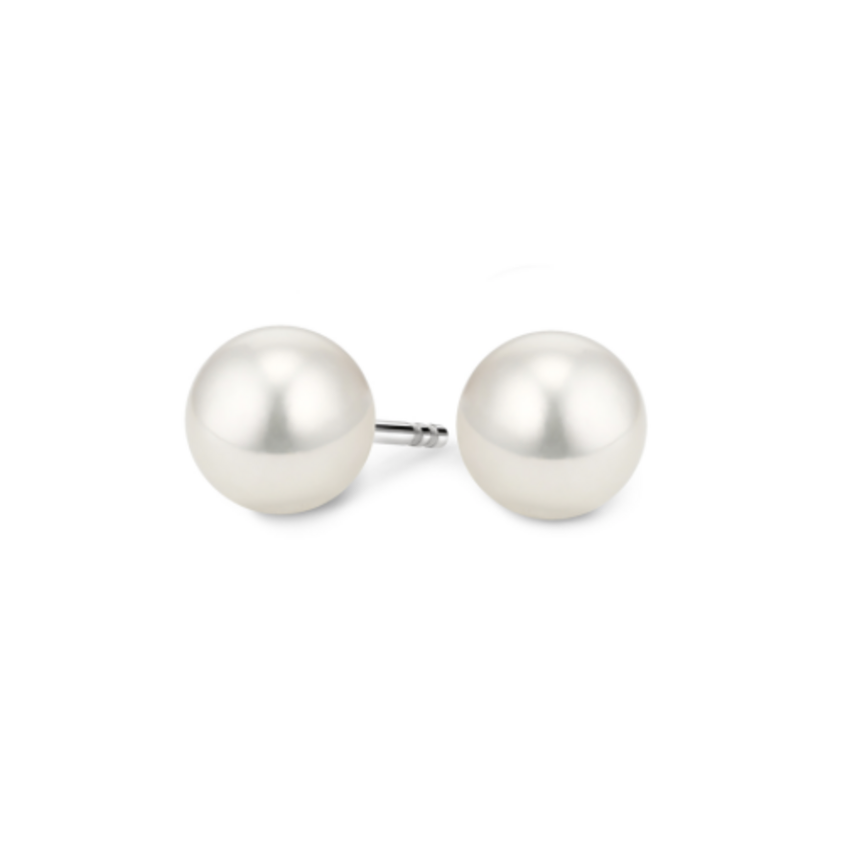 14K White Gold Akoya Cultured 6mm Pearl Studs