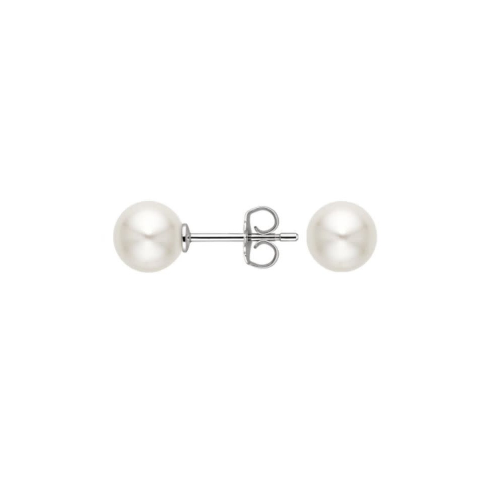 14K White Gold Akoya Cultured 7.75mm Pearl Studs