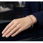 14K White Gold Ruby & Diamond Bangle