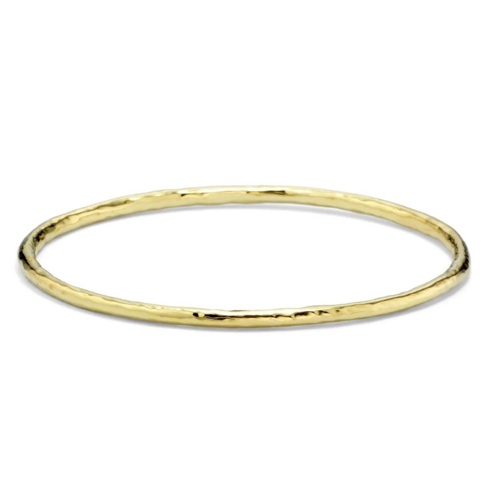 18K Yellow Gold Large Hammered Oval Bangle