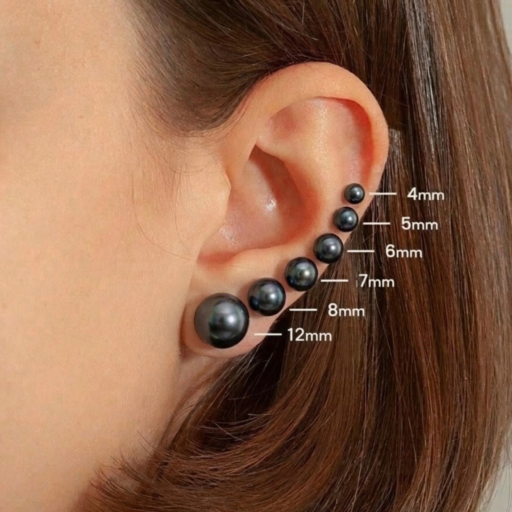 Cultured Black Pearl Studs in Sterling Silver