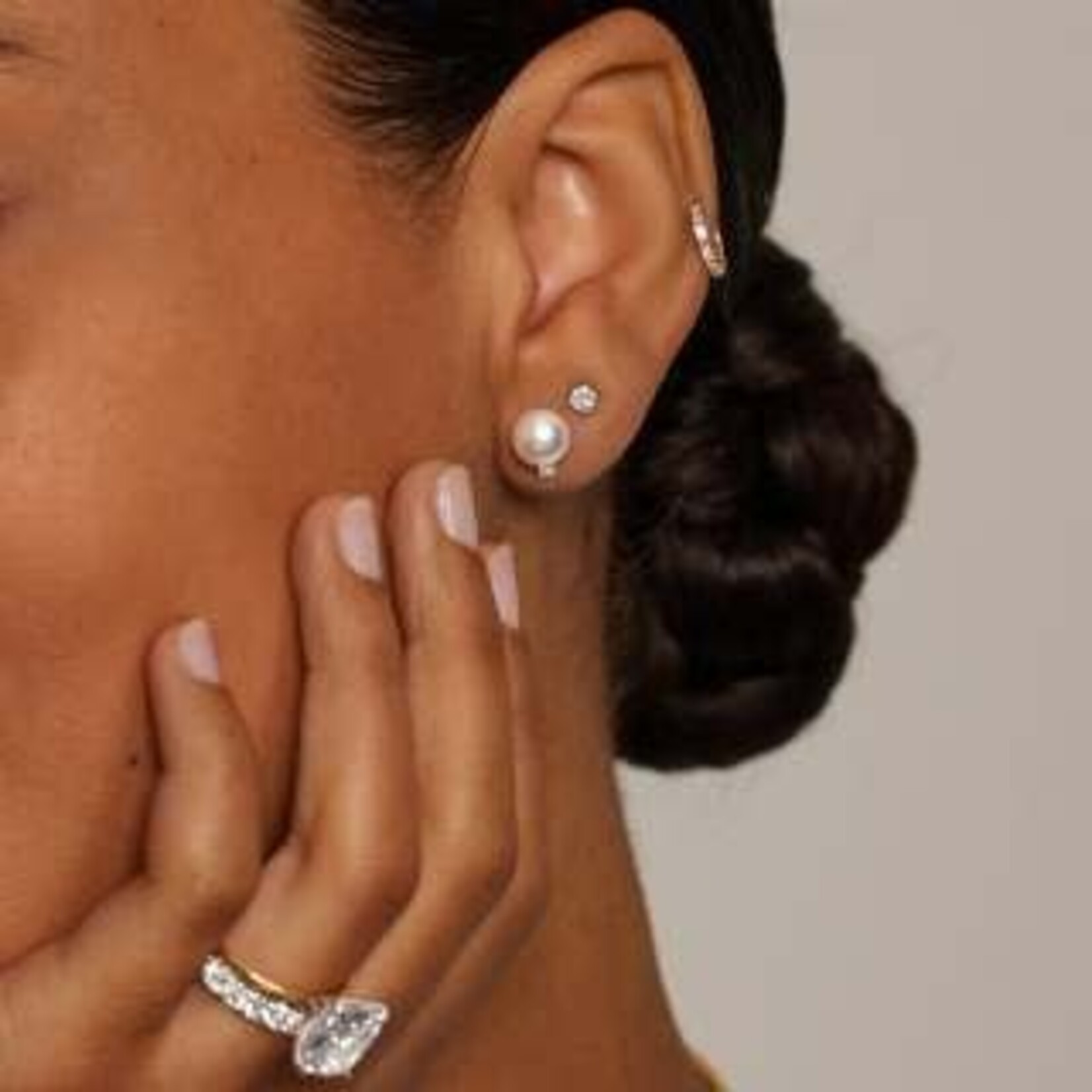 14KW Akoya Cultured Pearl 8mm & Diamond 0.14ctw Stud Earrings