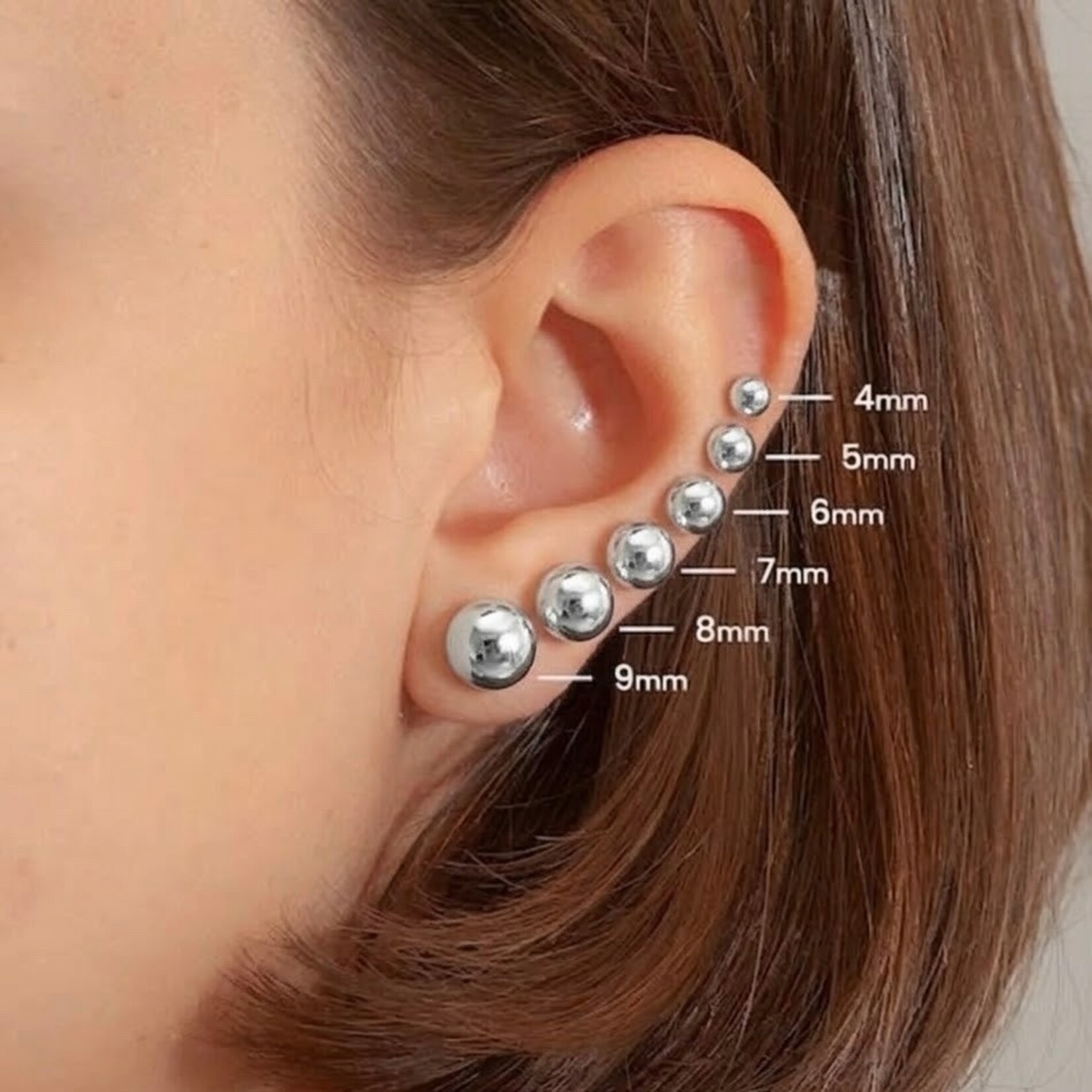 Sterling Silver 4mm Round Ball Stud Earrings