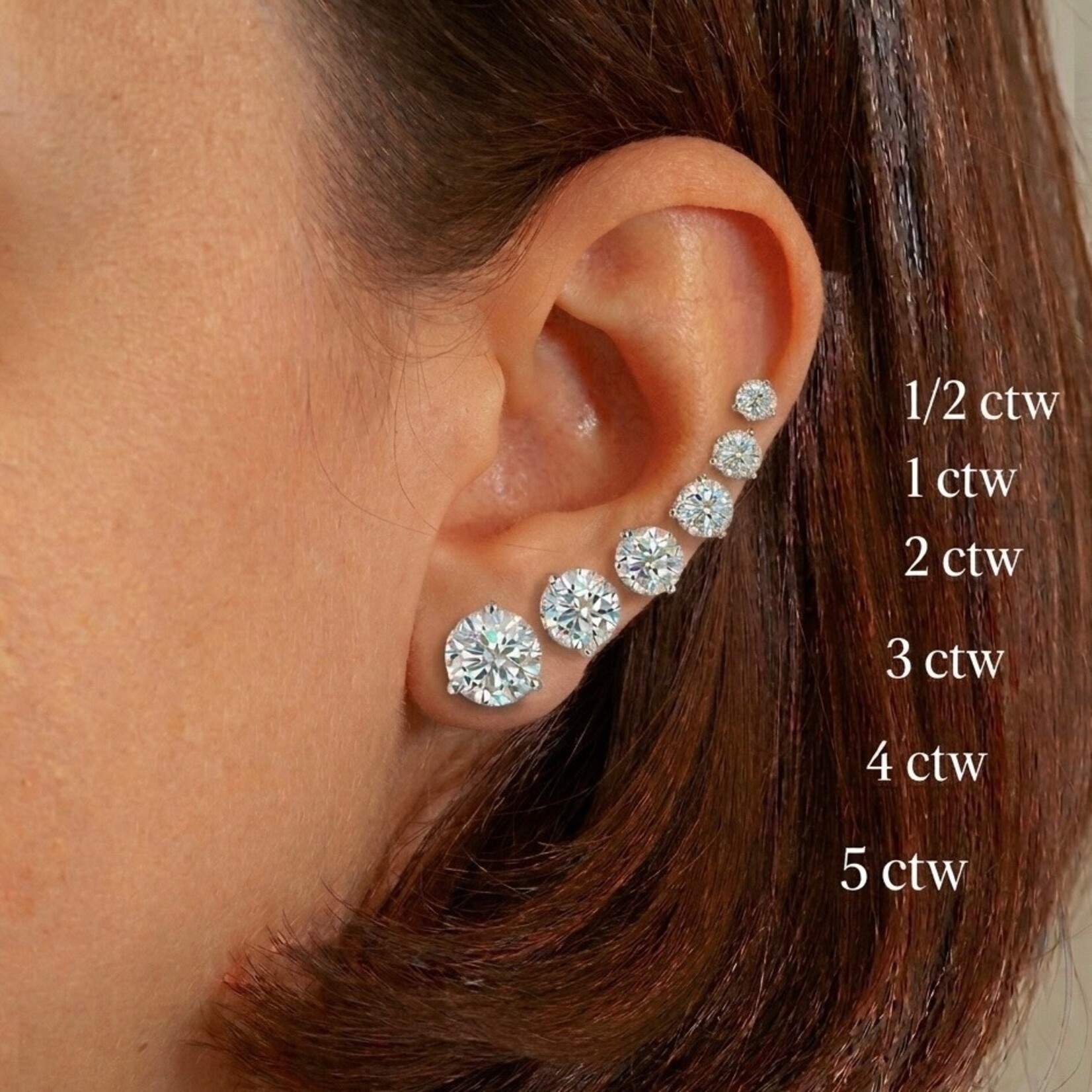 14K White Gold 1/2 Carat Lab Grown Diamond Stud Earrings