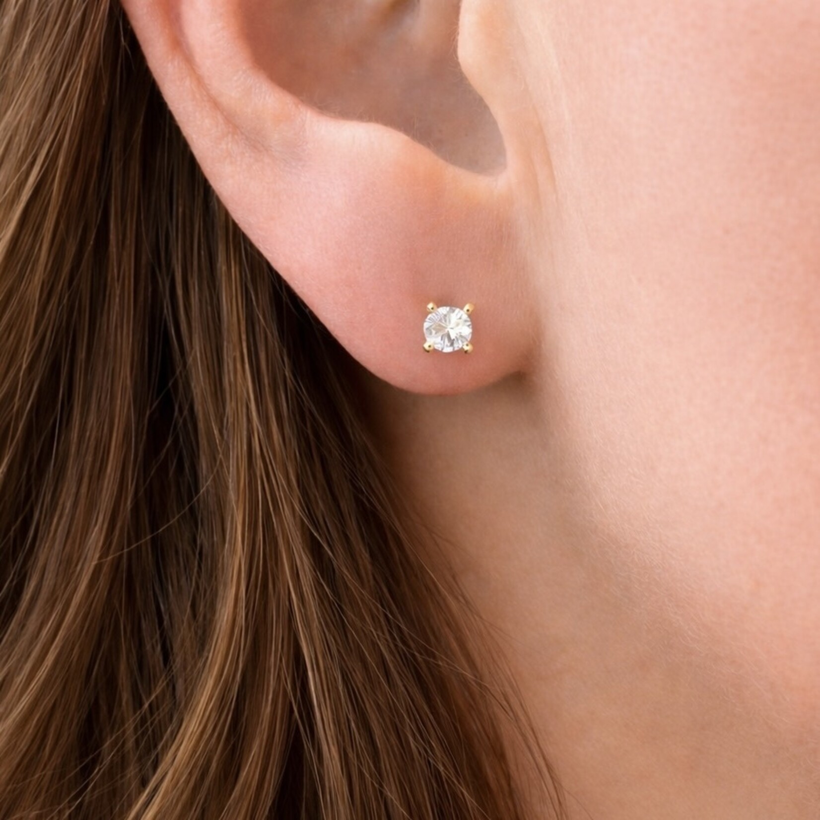 14K Yellow Gold Petite Diamond Stud Earrings