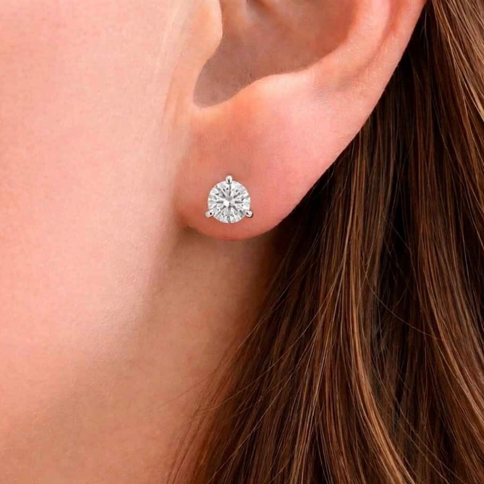 14K White Gold 1.12 Carats Lab Grown Diamond Stud Earrings