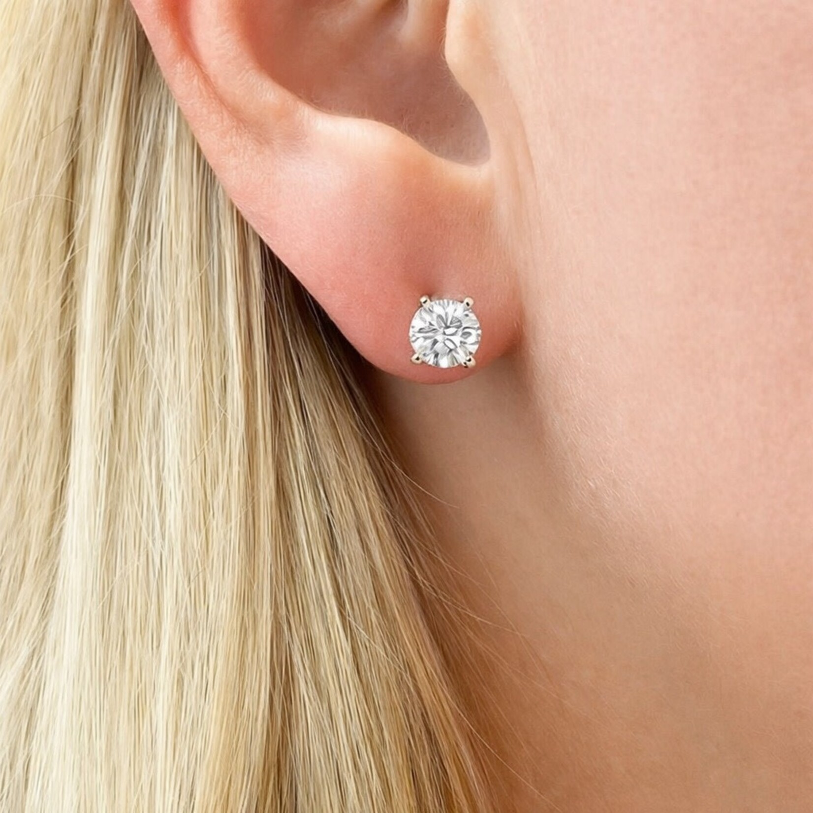 14K White Gold 5 Carat Lab Grown Diamond Stud Earrings