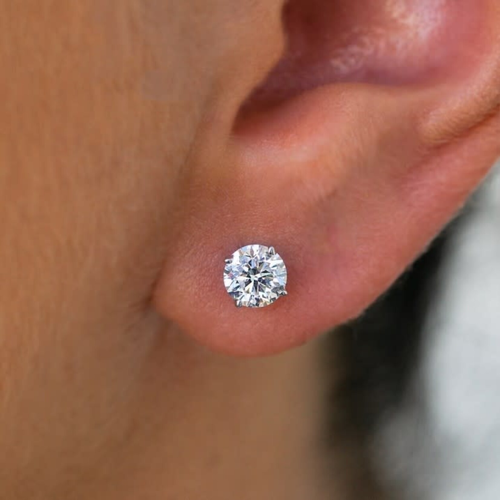 14K White Gold 3 Carat Lab Grown Diamond Stud Earrings