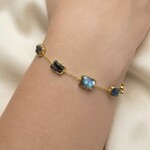 Michelle Pressler 14KF Yellow Moonstone, Sapphire, Tourmaline Bracelet