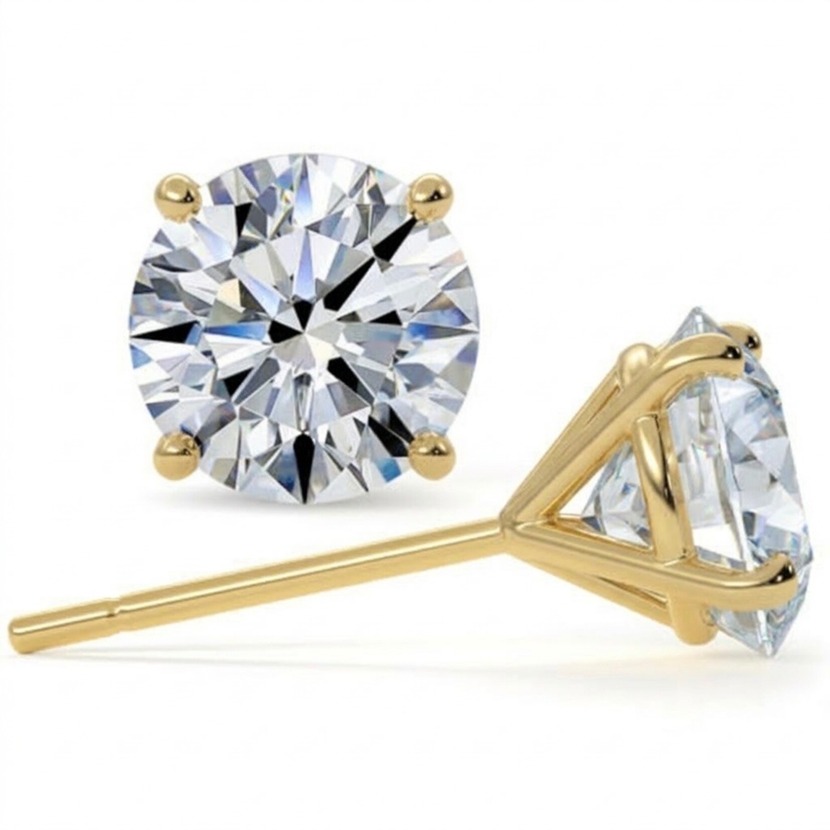 14K Yellow Gold 2 Carat Lab Grown Diamond Stud Earrings