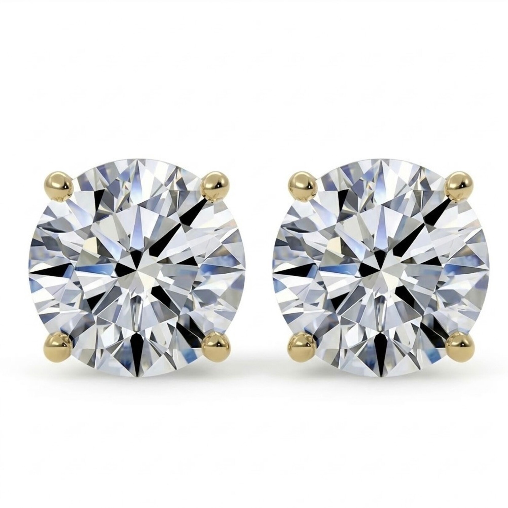 14K Yellow Gold 2 Carat Lab Grown Diamond Stud Earrings