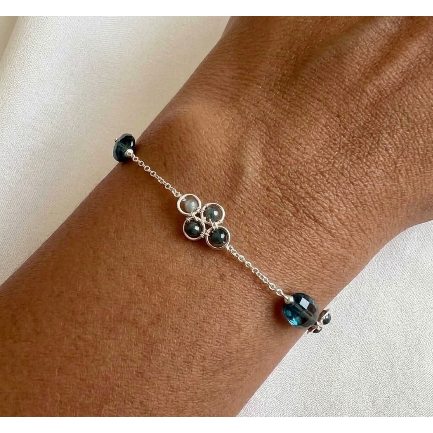 Michelle Pressler Sterling Silver Grandierite and Kyanite Bracelet