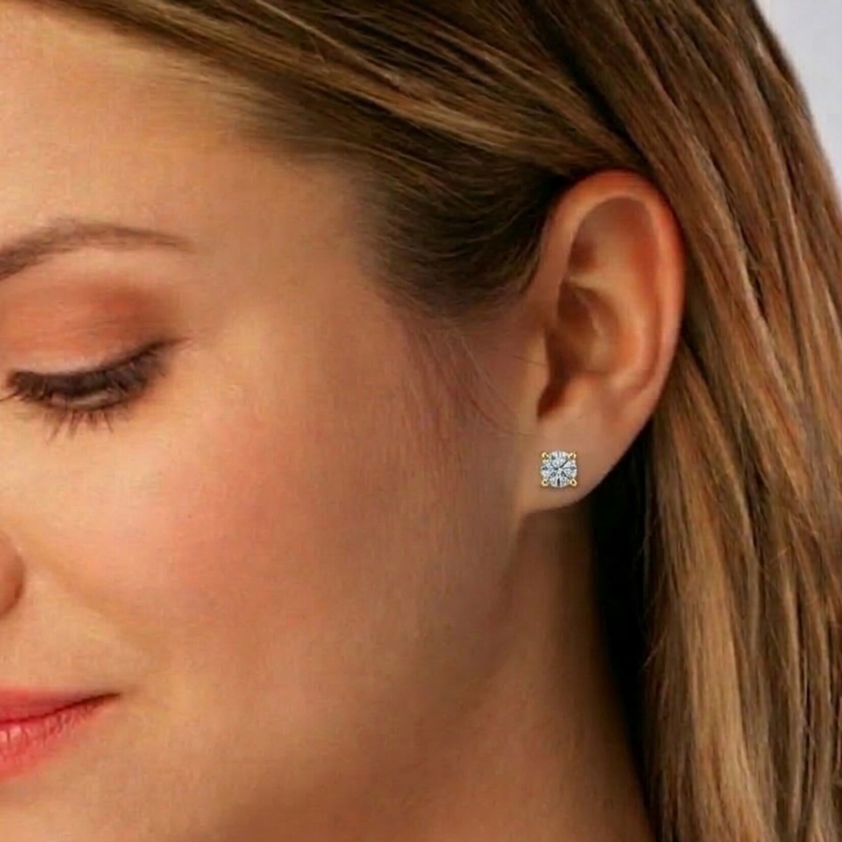 14K Yellow Gold 2 Carat Lab Grown Diamond Stud Earrings