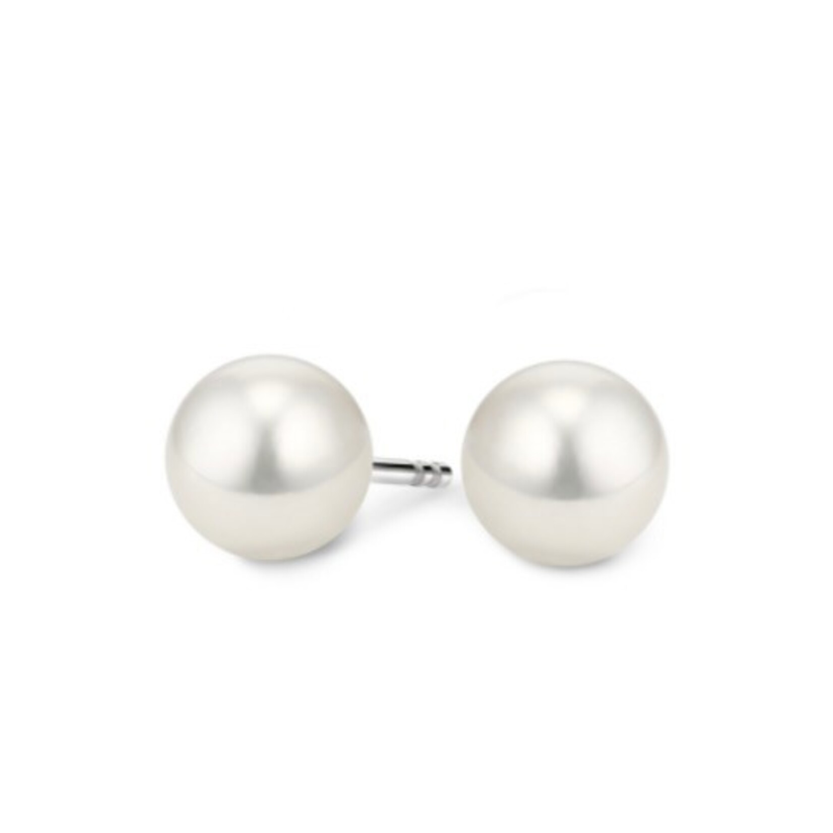 14K White Gold Akoya Cultured 6mm Pearl Studs