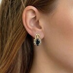 14K Yellow Gold Sapphire 2.25ctw & Diamond .25ctw Cluster Stud