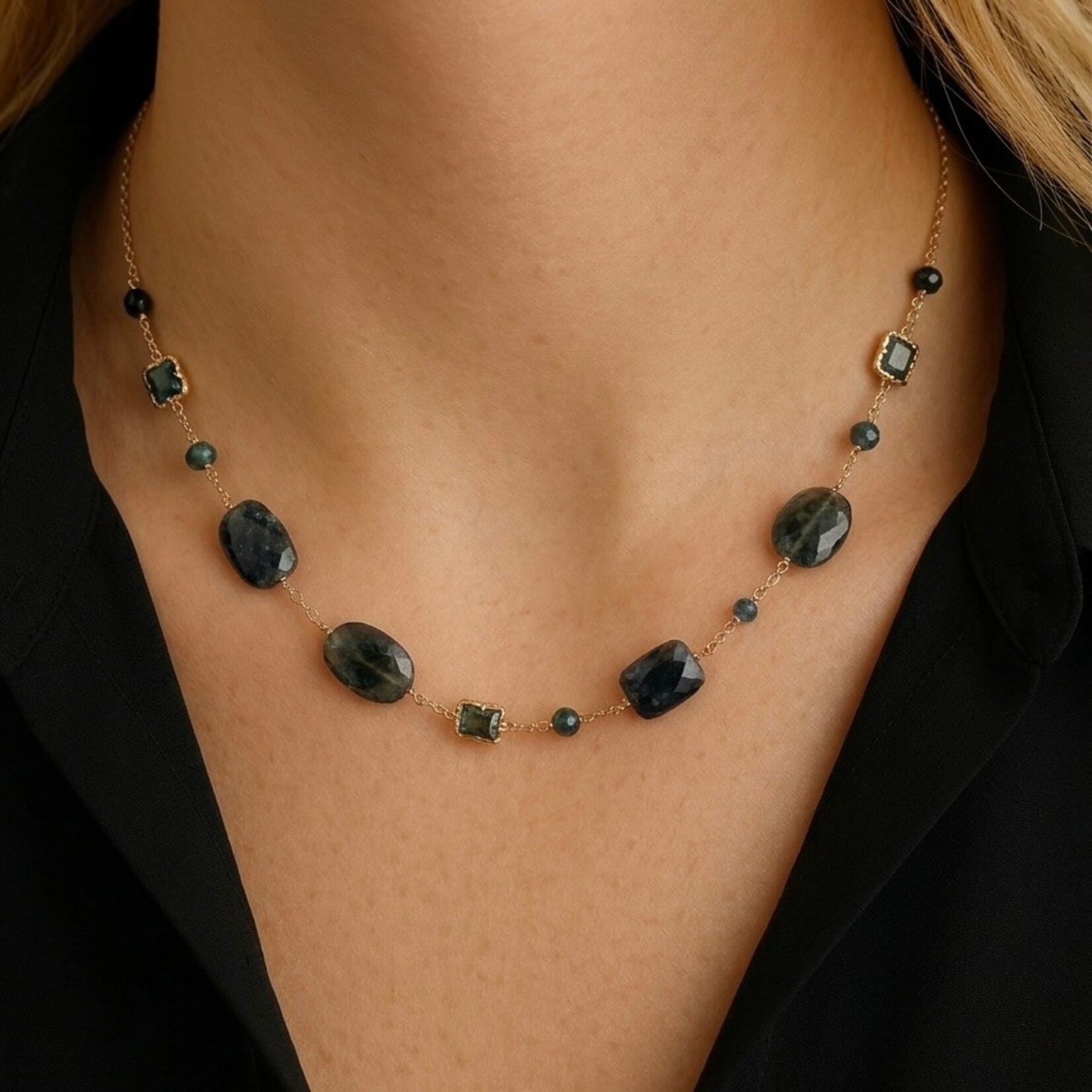 Michelle Pressler 14K Yellow Gold Filled Multi Stone Necklace