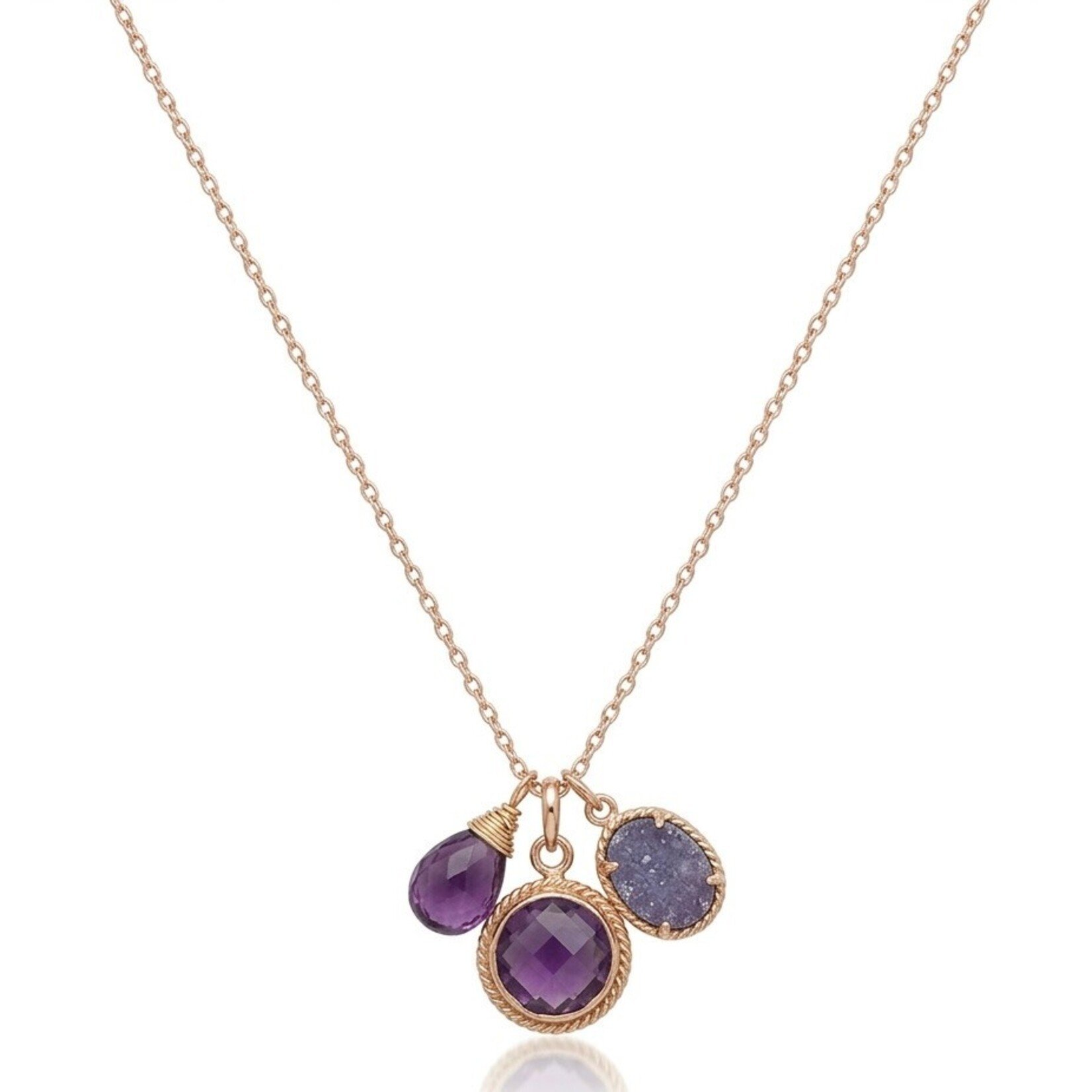 14K Yellow Gold Filled Amethyst & Tanzanite Charm Pendant