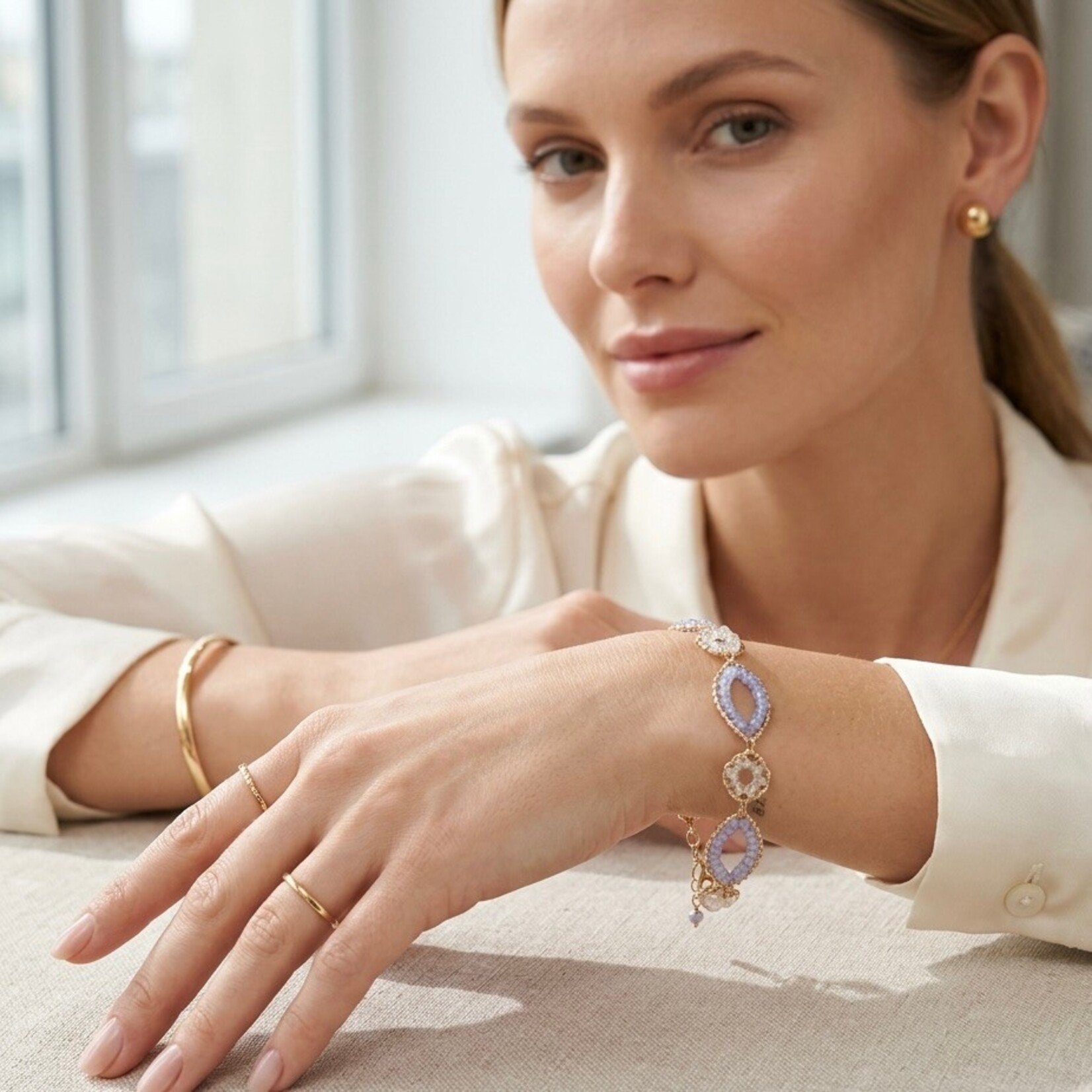 Michelle Pressler 14K Yellow Gold Filled Yellow Gold Tanzanite & Zircon Bracelet