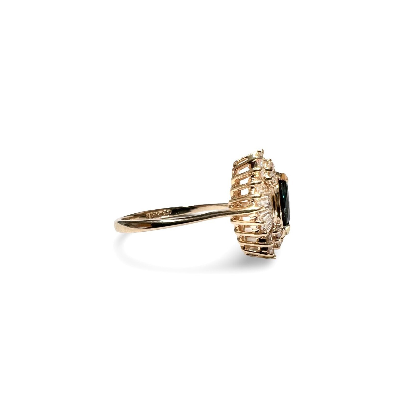 14K Yellow Gold Sapphire & Diamond Ballerina Cluster Ring