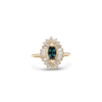 14K Yellow Gold Sapphire & Diamond Ballerina Cluster Ring