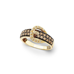 14K Yellow Gold Levian Champagne Diamond Buckle Ring
