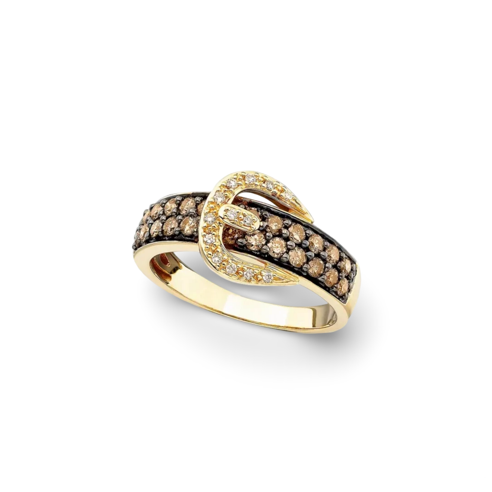 14K Yellow Gold Levian Champagne Diamond Buckle Ring