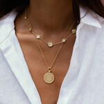 18K Yellow Gold Overlay Dotted Medallion Necklace