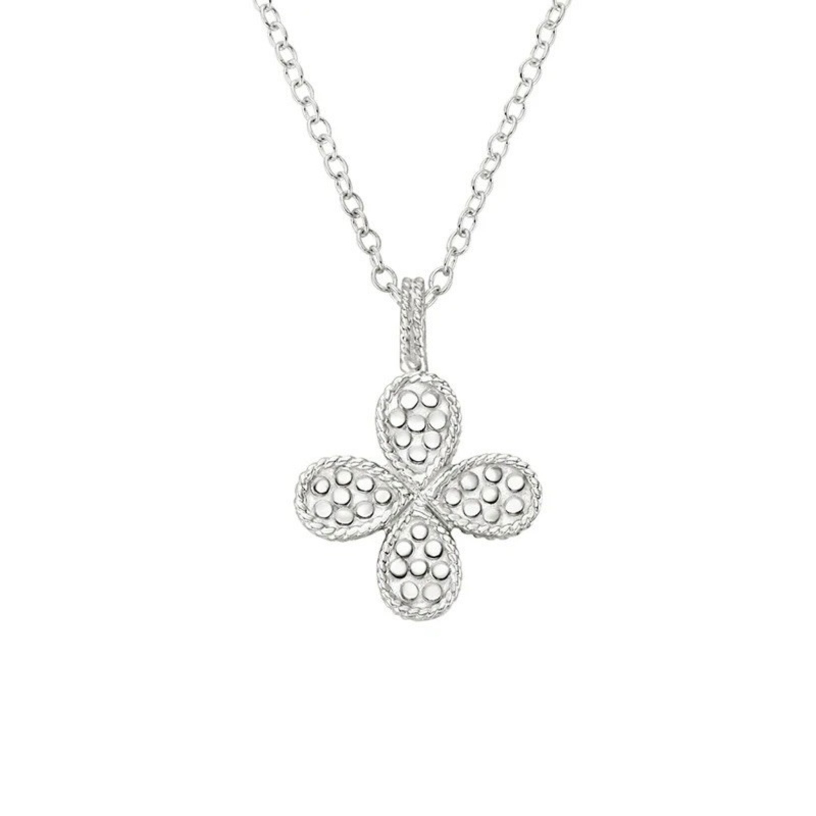 18k Yellow Gold Overlay and Sterling Silver Reversible Clover Necklace