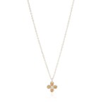 18k Yellow Gold Overlay and Sterling Silver Reversible Clover Necklace
