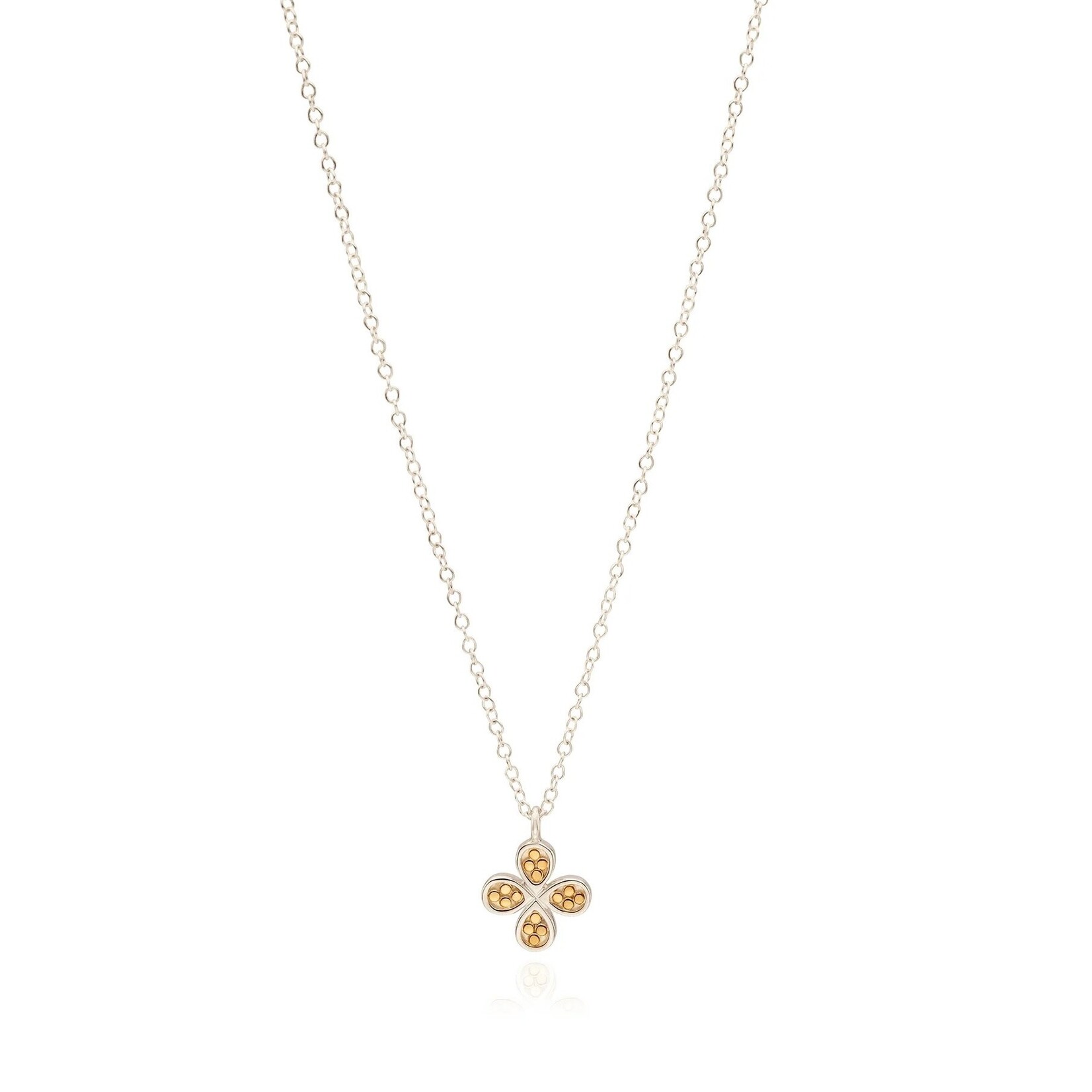 18k Yellow Gold Overlay and Sterling Silver Reversible Clover Necklace