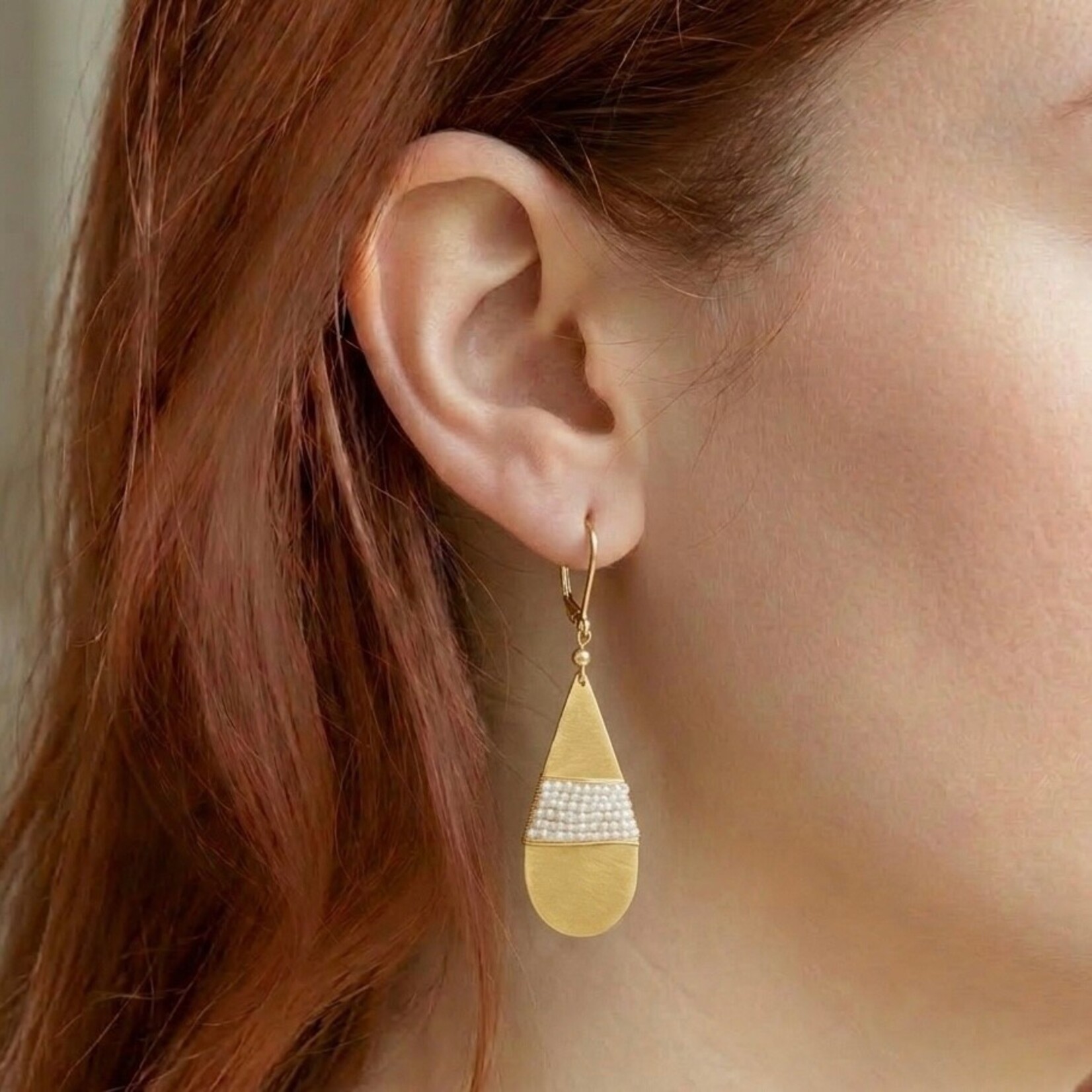 Michelle Pressler 14K Yellow Gold Overlay White Zircon Teardrop Earrings