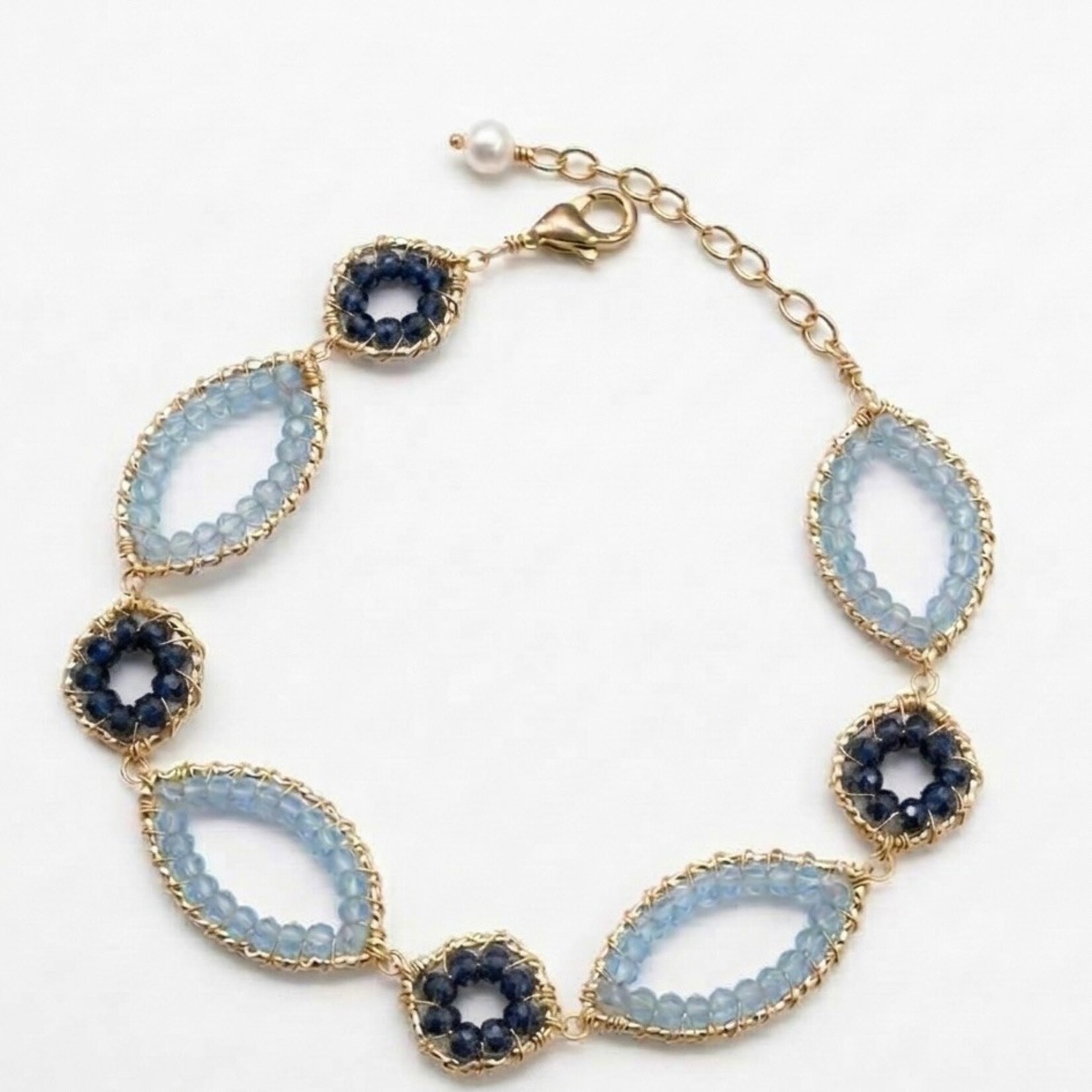 Michelle Pressler 14KF Yellow Gold Blue Zircon & Sapphire Bracelet