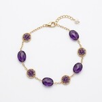 Michelle Pressler 14K Gold Overlay Violet Gemstone Bracelet
