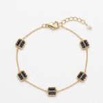 Michelle Pressler 14K Yellow Gold Overlay Zebra Mix (Black Spinel, Grey Zircon) Bracelet