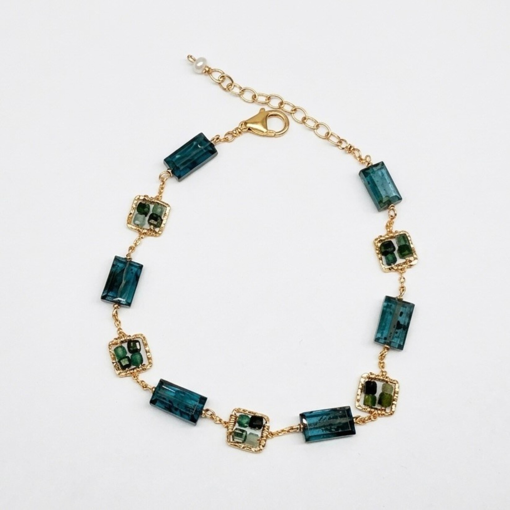 Michelle Pressler 14KF Yellow Gold Filled Midnight Blues Multi Stone Bracelet