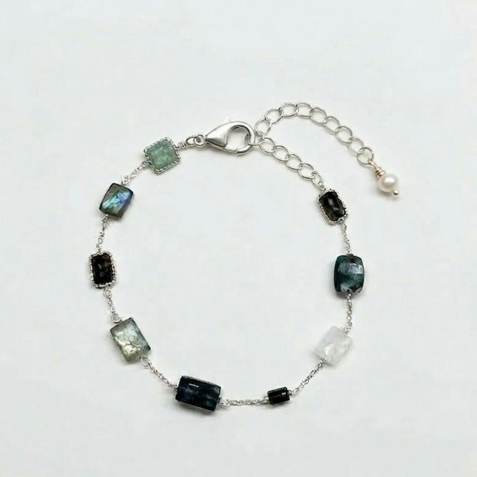 Michelle Pressler Sterling Silver Moonstone, Sapphire, Tourmaline Bracelet