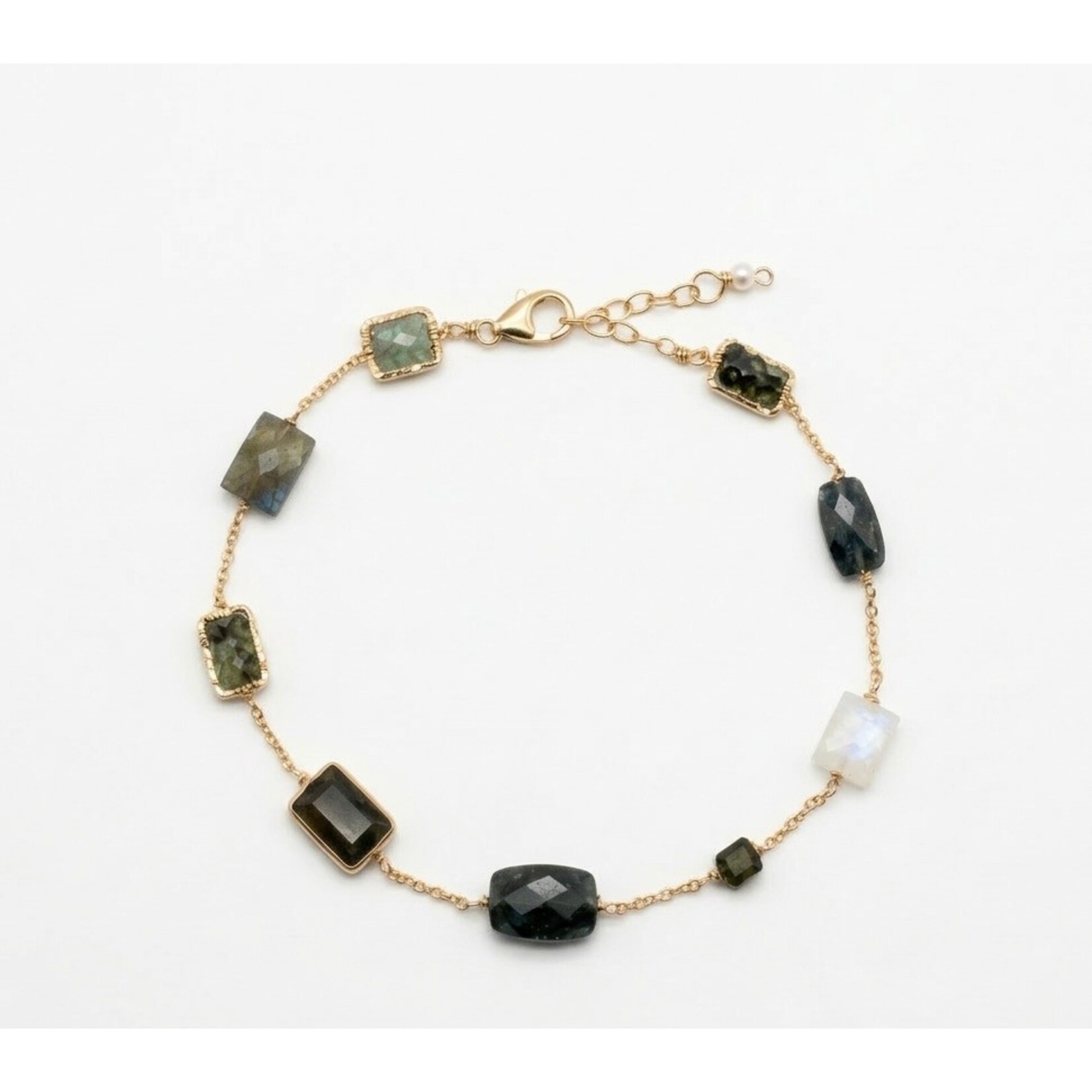 Michelle Pressler 14KF Yellow Moonstone, Sapphire, Tourmaline Bracelet