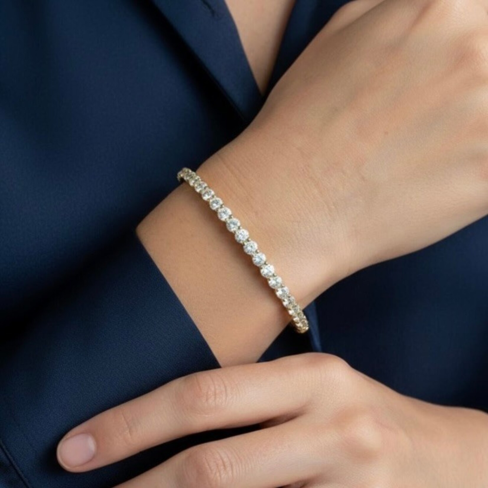 14K Yellow Gold 2.61 Carat Diamond Bangle