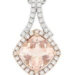 14K Rose & White Gold Morganite & Diamond Pendant