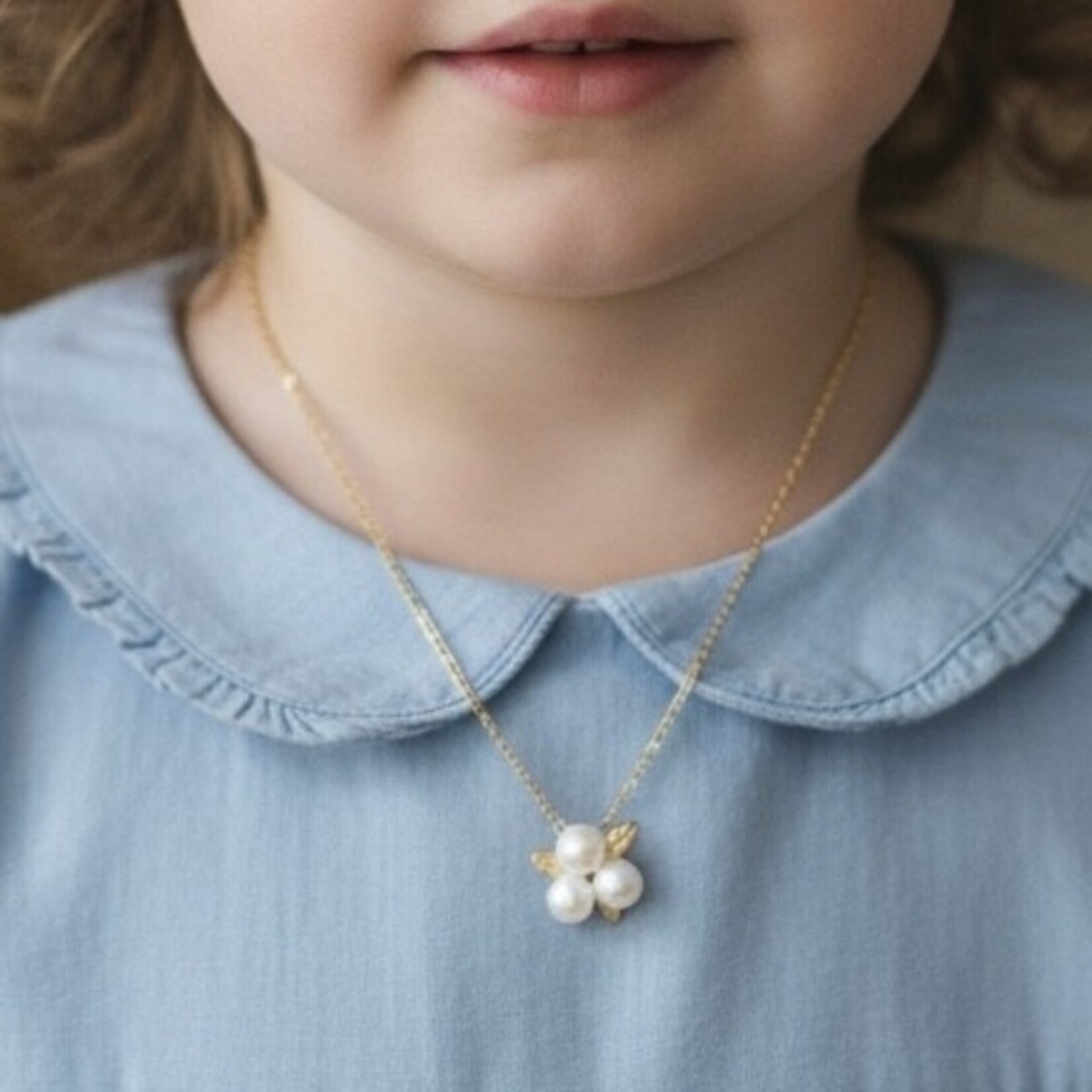 14K Yellow Gold Petite Pearl Cluster Pendant